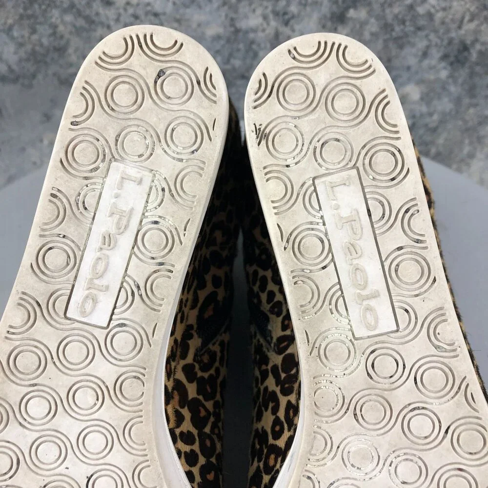 Linea Paolo Women's Size 11M Felicia Leopard Calfhair High Heel Wedge Sneakers